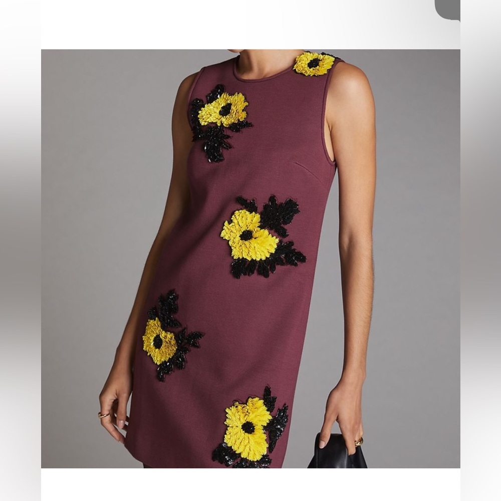 Anthropologie Sequined Shift Mini Dress Dhruv Kapoor Size Small Embroidered LN - Picture 3 of 13